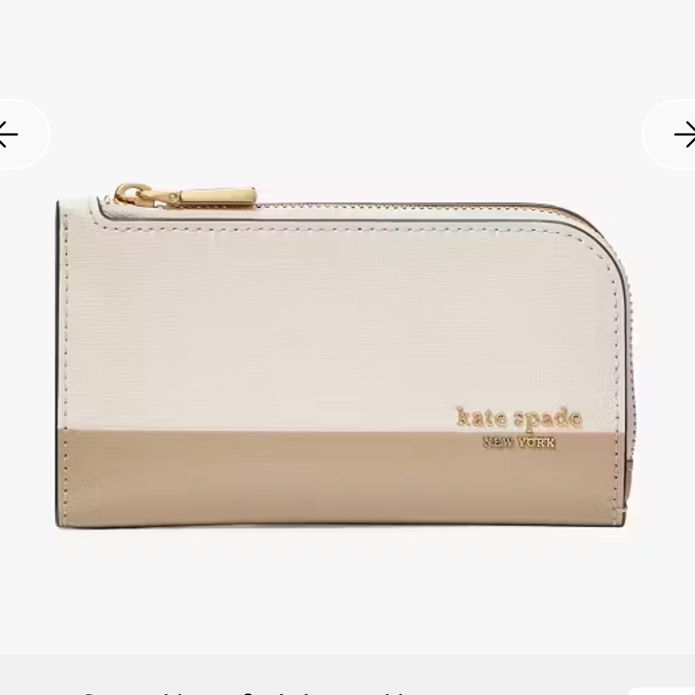 Kate Spade Wallet Small Leather Devin Bifold Colorblocked Neutral Beige Cream